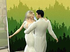 Szőke nagy farkat kap a seggébe ebben a forró esküvői ruhás videóban