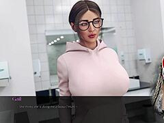 Das Büro: Die sexy Sekretärin mit riesigen Brüsten in spielerischer Aktion