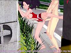 Cartoon Momo Yaoyorozu zostaje ruchana od tyłu w hentai z perspektywy pierwszej osoby