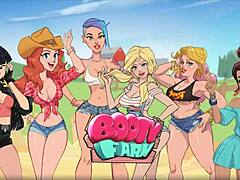 Brunette mom and redhead mom in cartoon game