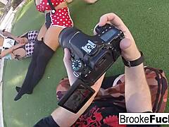 Blonde mom Brooke shows off her big tits and ass in a steamy video