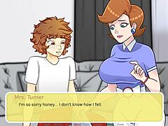 Friendly milf next door in animated erotic game