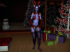 섹시한 과부가 크리스마스에 침실에서 감각적으로 춤을 춥니다