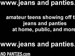 Matura amatoriale mostra le sue curve in jeans attillati