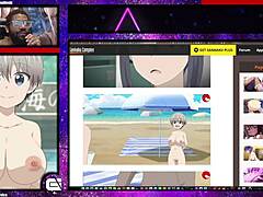 Animated girl Uzaki-chan reveals her large breasts and hairless genitalia