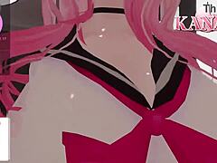 Kanako VTuber stoka in prši v erotičnem šolskem cosplay videu z zvokom ASMR