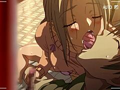 Animated hentai game featuring a hot MILF giving a sweet blowjob in a naughty game