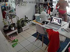 Curvy Mexican stepmom gets naughty on hidden security camera