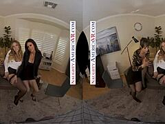 Pornografie în realitate virtuală cu colegii sexy Jaime, Michaelelle, Kayley Gunner și Lexi Luna în uniforme de birou