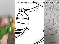 En tyk hentai-pige med store bryster onanerer en fyr og en kanin i en dampende video
