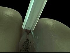 Virtual a Mate: Una bruja gorda se folla el culo con un gran consolador y una máquina de follar en un dibujo animado en 3D