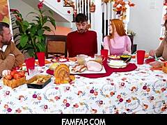 Redhead stepsisters Arietta Adams and Cherry Fae indulge in taboo sex after Thanksgiving lunch