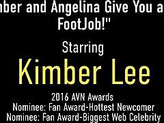 Кимбер Ли и Анджелина Кастро, грудастые женщины, увлекаются фетишем ног